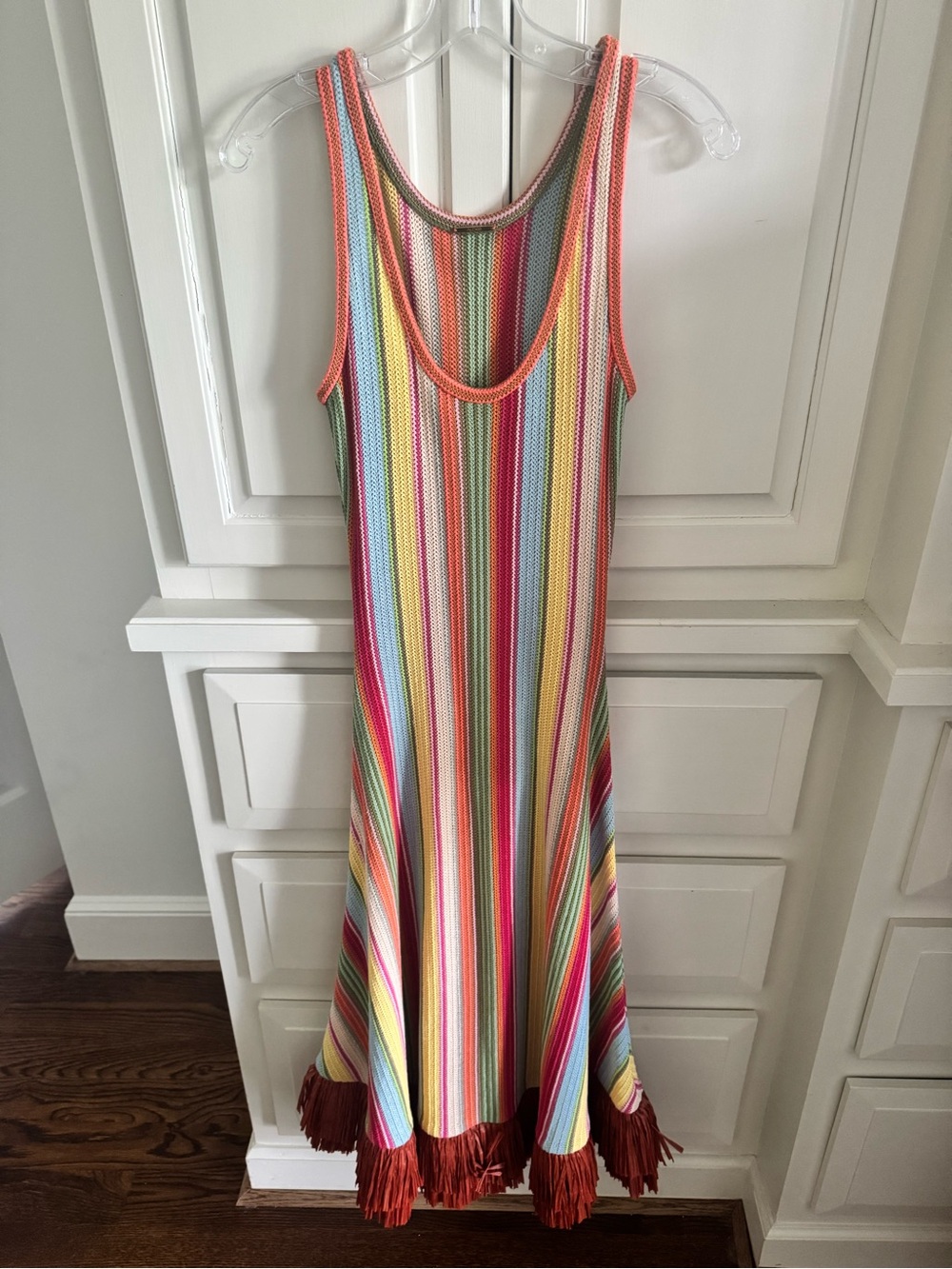 Alexis Multicolor Striped Maxi Dress with Fringe Hem